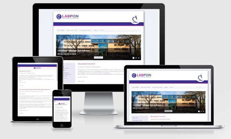 Website labpon.nl weergegeven op verschillende devices.